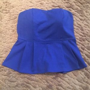 Blue Strapless Top